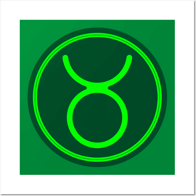 Cool Green Taurus Symbol Wall Art by MysticZodiac